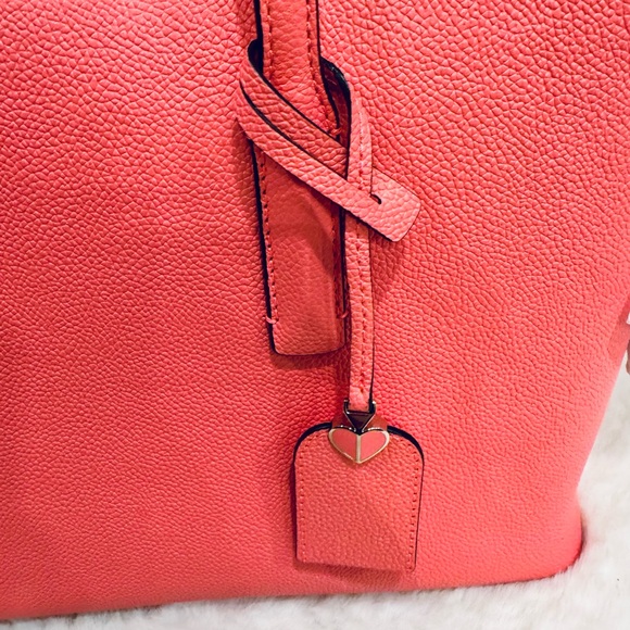 Kate Spade Margaux Large Tote Bag gorgeous spring coral leather work travel NWT - Picture 8 of 10